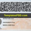 Arkansas Drivers License Back New Template PSD