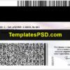 California Drivers License Template Back