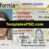 California Drivers License Template Back Front