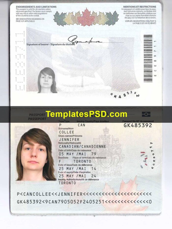 Canada Passport Template