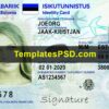 Estonian ID Card Template PSD Front