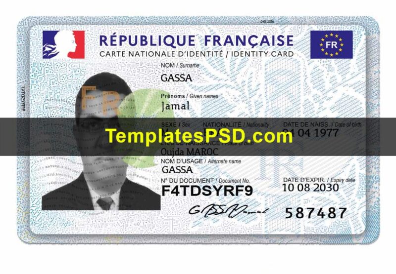 France ID Card Template PSD New