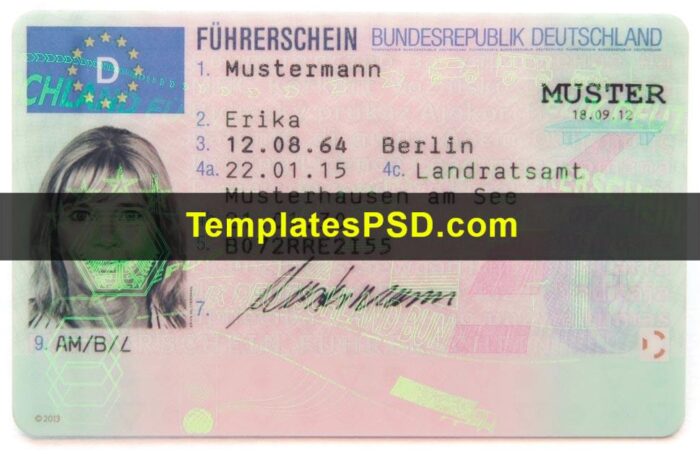 Germany Driver License Template Front