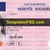 Hungary Driving License Template PSD Front