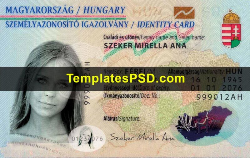 Hungary ID Card Template Front