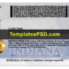 Indiana Drivers License Template Back