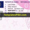 Italy Drivers License Template New Front