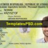 Lithuanian ID card template Front