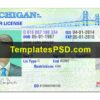 Michigan Drivers License Front New PSD template