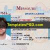 Missouri Driver License Template PSD Front