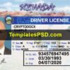 Nevada Driver License Template Front