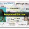 North Carolina Drivers License PSD Template Front new