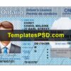 Ontario Drivers License Template PSD Front