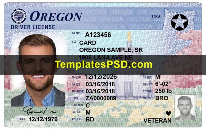 Oregon Driver License Template Front