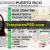 PUERTO RICO Drivers License Template New Front