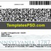 Pennsylvania Driver License Template PSD