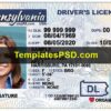 Pennsylvania Driver License Template PSD