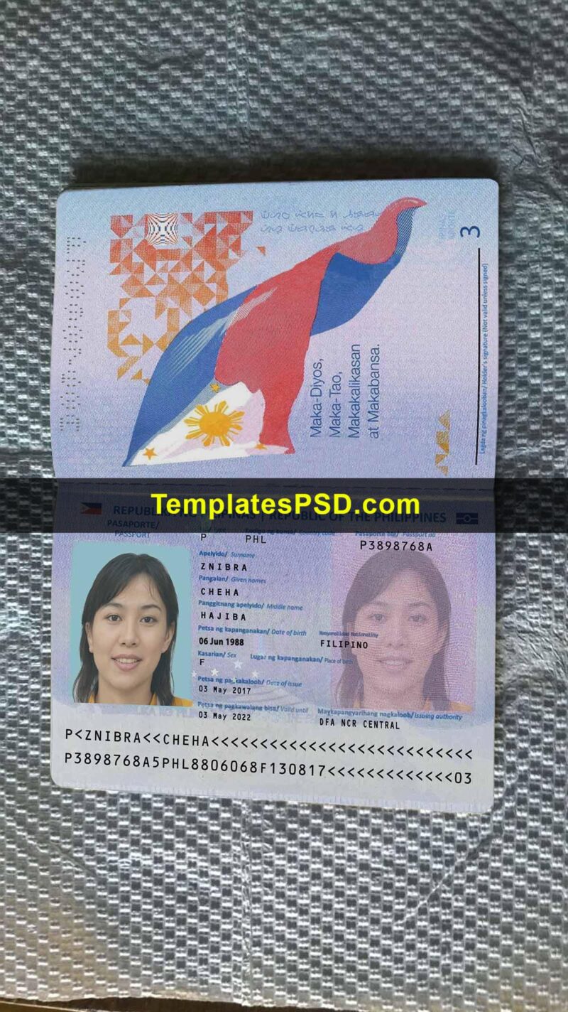 Philippines Passport Template PSD Mockup