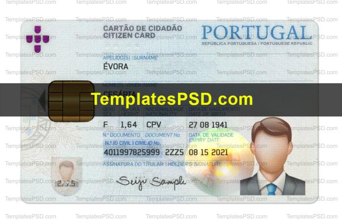 Portugal ID Card Template Front