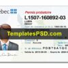 Quebec Canada Drivers License Template PSD Front