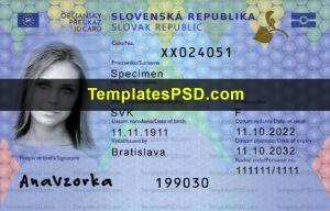 Slovak ID Card Template PSD Front