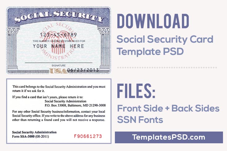 Social Security Card Template Front and Back PSD