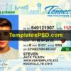 Tennessee Drivers License Template New Front