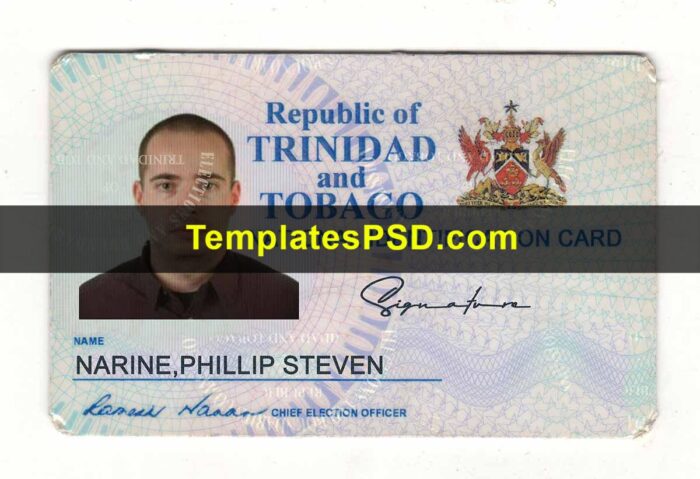 Trinidad and Tobago National Identity Card Template Front