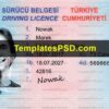 Turkey Driving License PSD Front