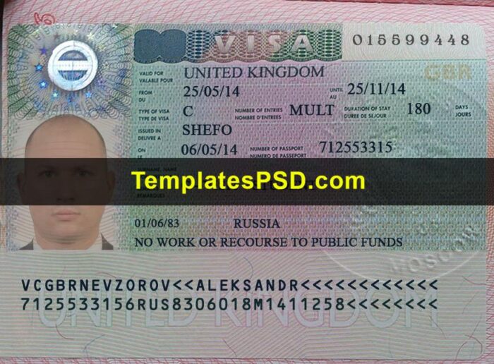 UK Visa Template PSD