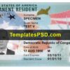 USA Permanent Resident Card Front Side New