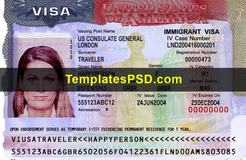 US Visa Template PSD