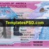 USA Employment Authorization Card Template PSD EAD Work Permit Front