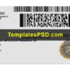 Utah Driver License Template PSD Back