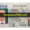 Utah Driver License Template PSD Front