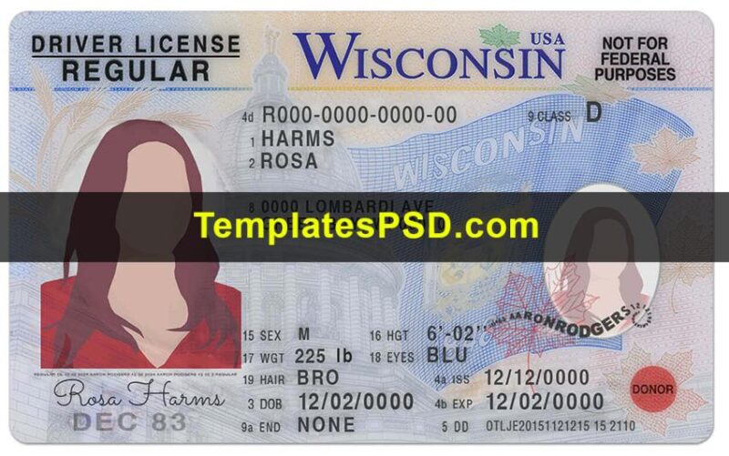 Wisconsin Driver License PSD Front